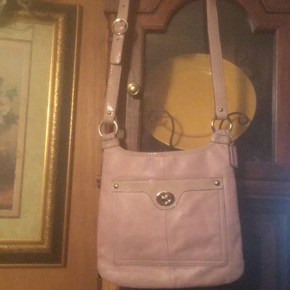 Authentic Coach Women Gray Leather Crossbody Purse